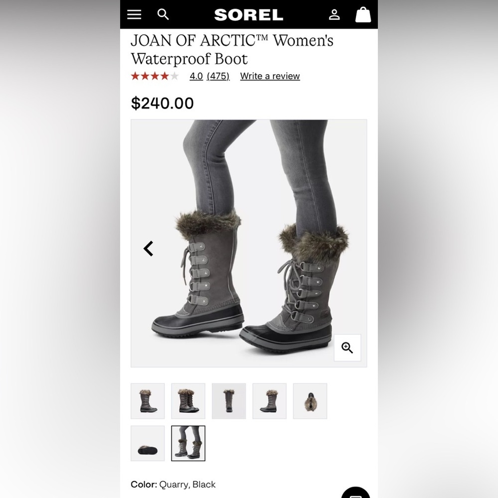 Sorel Women's Joan of Arctic Waterproof Boots - Quarry, Black